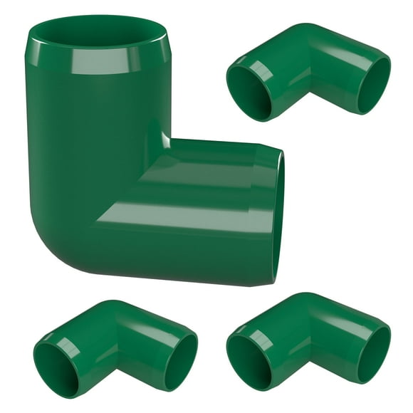 FORMUFIT F11490E-GR-4 90 Degree Elbow PVC Fitting, Furniture Grade, 1-1/4" Size, Green (Pack of 4)