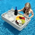 thumbnail image 4 of Floating Pool Tray Floating Serving Tray Table & Bar - Pool Floats for Adults, Spas, & Pool Parties - Floating Tray for Pool Serving Drinks, Sunjoy Floating Brunch 36x24'', Food on The Water - Grey, 4 of 11