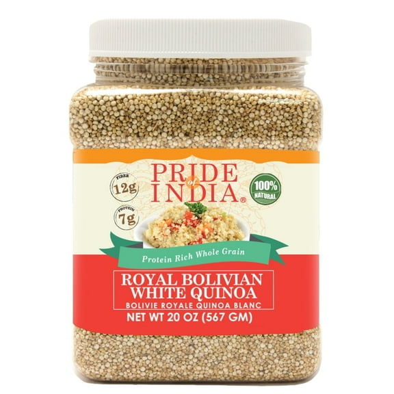 Pride Of India - Natural White Royal Quinoa - 100% Bolivian Superior Grade Protein Rich Whole Grain, 1.25 lbs Jar