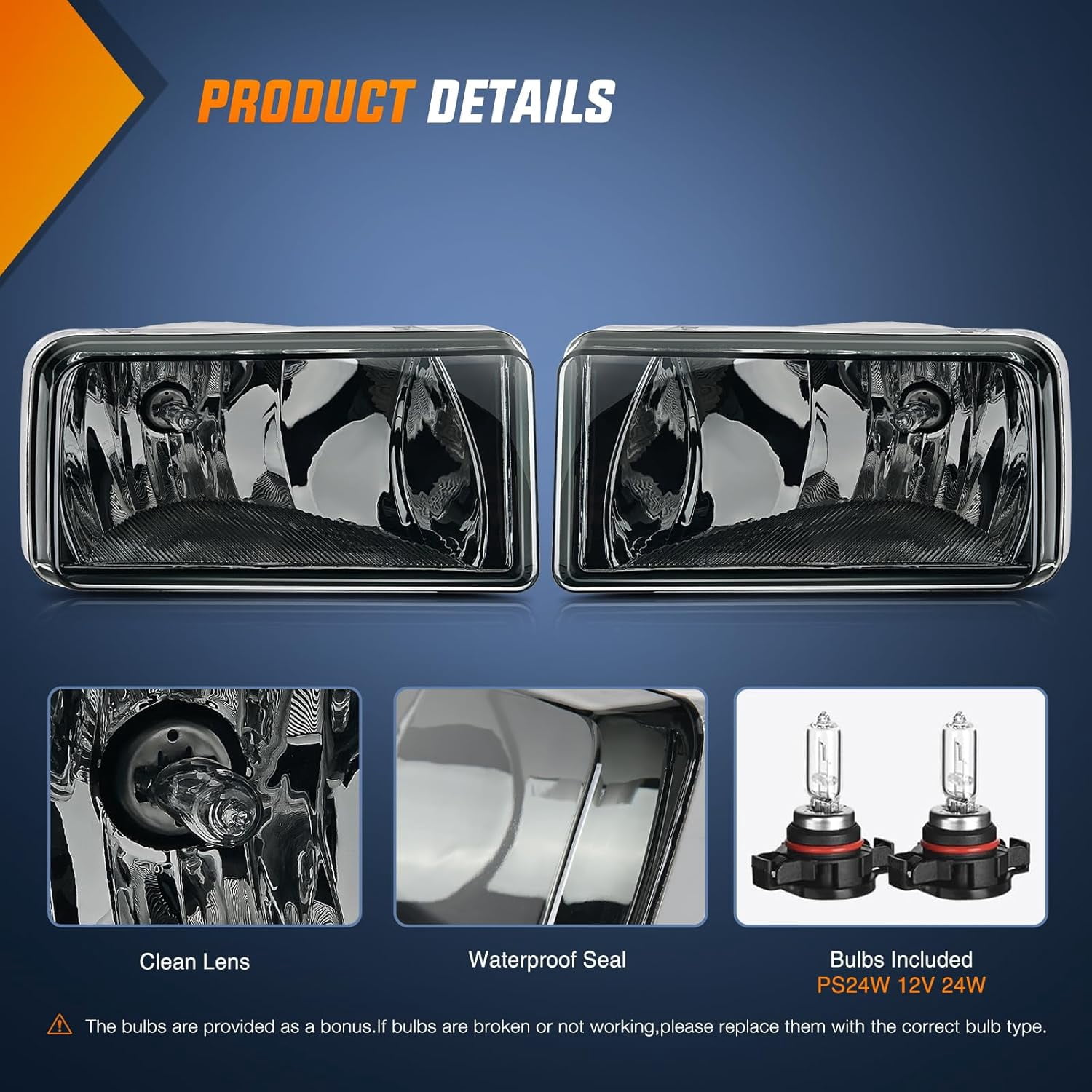 Nilight Fog Lights Assembly Compatible with 2007 2008 2009 2010 - 2015 Chevrolet Silverado Avalanche Tahoe Suburban GMC Sierra Yukon Cadillac Escalade smoke Lens