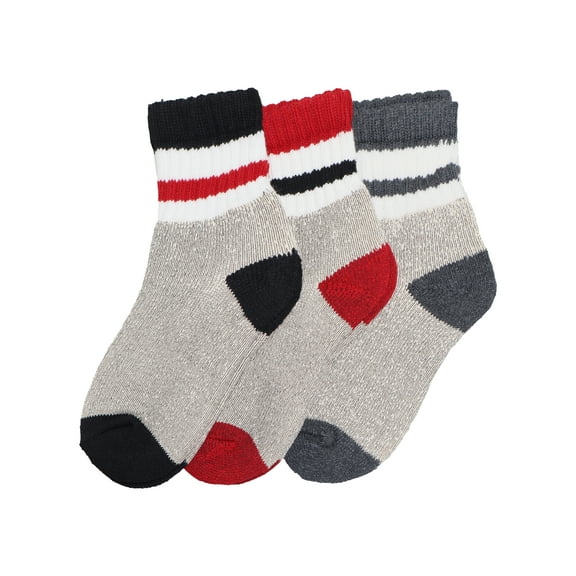 Angelina Unisex Quarter Socks with Striped Pattern Cuff (3-Pairs)