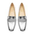 thumbnail image 3 of YDN Women Chic Square Closed Toe Slip On Loafer Flats Block Low Heel Pumps Office Outfit Walking Dressy Shoes Size 9.5 Silver, 3 of 4