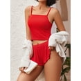 thumbnail image 6 of Sexyfree Ribbed Pajamas Set for Women Sexy Cami with Side Slit Shorts Sleepwear Lingerie 2 Piece Pjs Nightwear, 6 of 7