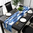 thumbnail image 5 of Geometric Blue Table Runner Cotton Linen 90 Inch Holiday Dresser Scarves, Middle Century Vintage Art Aesthetic Tablerunner for Kitchen Coffee Dining Bedroom Living Room Dinner Scarf Décor 13''x90'', 5 of 9