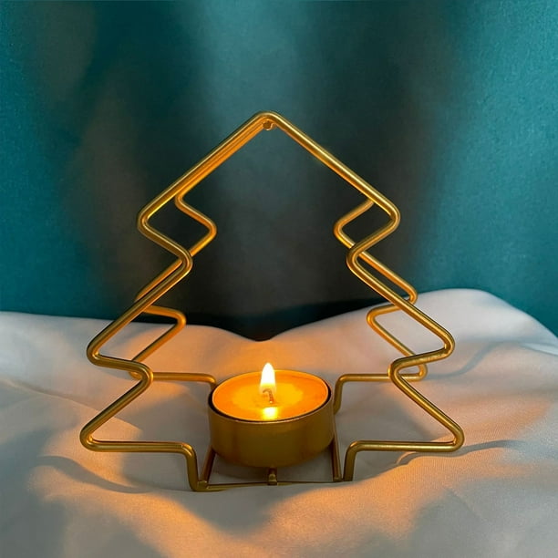 Candle Holders Christmas Tree Iron Candle Holders Holiday Party Table Decoration Home Gifts, Metal Candle Holders, Iron Frame, 2-Tier Design, Festive Season Decor, Elegant Home Accents, for Living