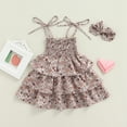 thumbnail image 4 of Douhoow Toddler Girl Flower Dress Children Summer Sleeveless Tie-up Layered Dress with Headband, 4 of 9