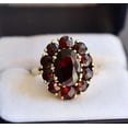 thumbnail image 2 of 2.20Ct Oval Cut Lab Created Red Garnet Women's Flower Gift Ring In 14k Yellow Gold Plated, 2 of 5