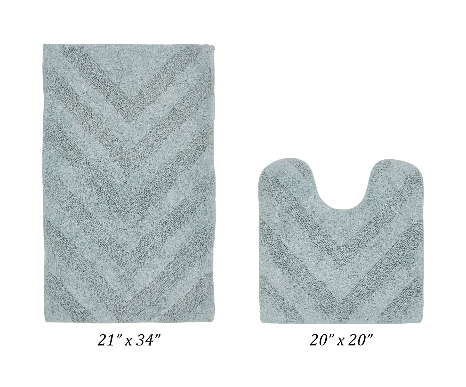 Better Trends 2 Piece Bathroom Rug Set 100% Cotton Extra Soft Tufted Bath Rug Water Absorbent Non-Slip Bath Mat Machine Washable (Blue) Hugo Collection
