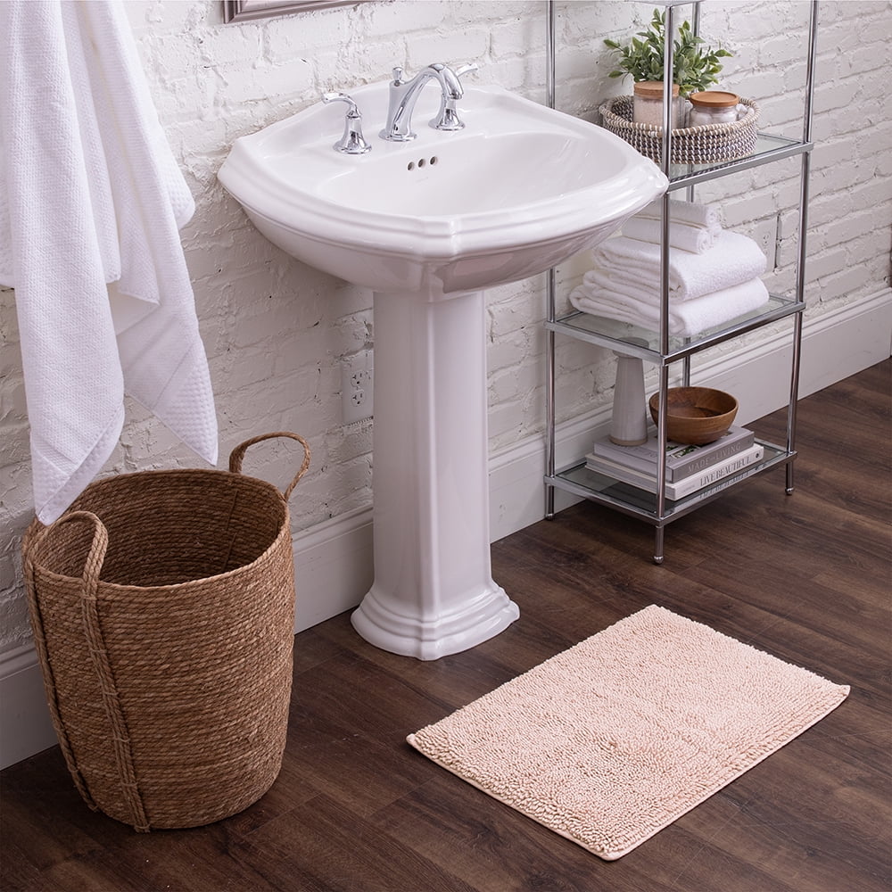 Mohawk Home Classic Cotton Plush Stain/Fade Resistant Non-Slip Washable Bath Mat, Blush, 1' 5" X 2'