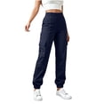 thumbnail image 5 of ZHYou No Boundarie Pull On Cargo Pants for Women Plus Size Cuffed Leg Tummy Control Outdoor Hiking Pants with Multi Pockets,Dark Blue,Size XL, 5 of 8