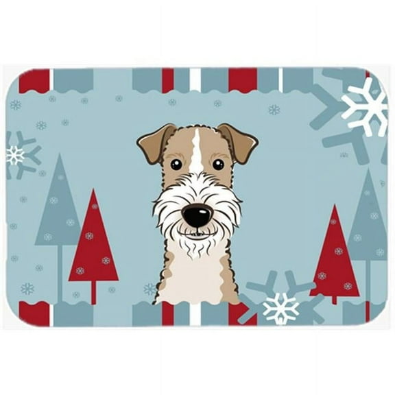 Winter Holiday Wire Haired Fox Terrier Mouse Pad, Hot Pad & Trivet