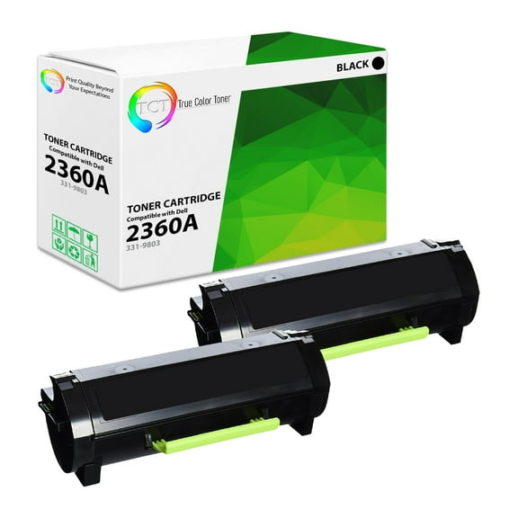 TCT 2360A Toner Cartridge 2 Pack - Premium Compatible Replacement for Dell 331-9803 Black