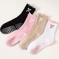 thumbnail image 4 of Yuanlong Women Socks Mid-Calf Yoga Non Dot Grip Socks Embroidery Bow Sports Fitness Hosiery, 4 of 4