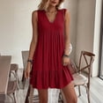 thumbnail image 3 of Odbmxy Peplum Women's Mini Dress V-Neck Summer Cute Casual Junior Dress Sun Dresses for Women Tank Sleeveless, 3 of 7