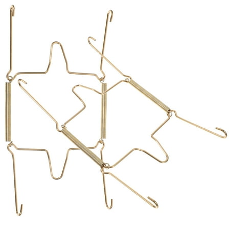 QIFULL 2Pcs Golden Stainless Steel Wall Plate Holders U Shaped Spring Hooks for Home Display