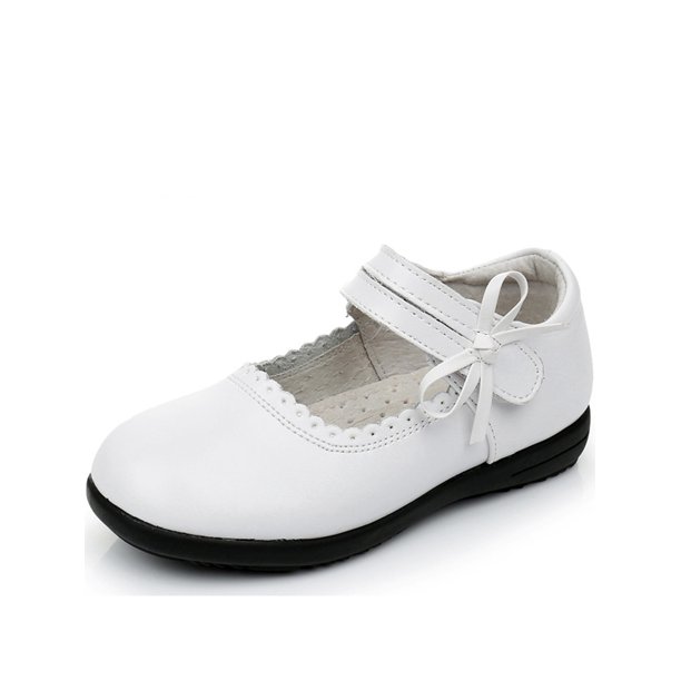 Kesitin Girls Strap School Uniform Shoes Mary Jane Dress Flats (Toddler/Little Kid) White 30