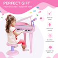 thumbnail image 3 of Pink Mini Electronic Piano Keyboard with Microphone & Stool - 37 Key Musical Toy for Early Learning - Compact Design, ABS Material, Ages 3+, 3 of 7