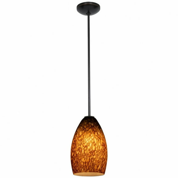 Access Lighting  Champagne Bronze Rod Pendant with Brown Stone Shade