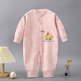 thumbnail image 2 of RUTAYY Boys Girls Sleepwear Summer Fall New Long Sleeved Clothes Boneless Sewing Cotton Blend Bodysuit Holiday & Beach Homewear, Pink, 6-12 Months, 2 of 4