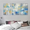 thumbnail image 3 of ONETECH Large Abstract Canvas Wall Art: Blue Gold Silver Painting Framed Hand Painted Art Texture Picture Artwork Living Room12''x16''X3 Panels, 3 of 4