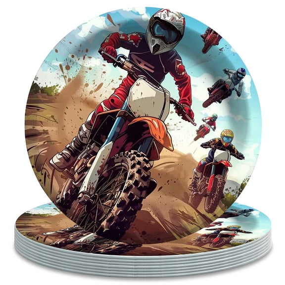 Dirty Motocross Paper Plates Birthday Decorations Party Supplies Tableware Disposable Dinnerware
