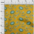 thumbnail image 1 of oneOone Viscose Jersey Dark Yellow Fabric Leaves & Flower Floral Sewing Material Print Fabric By The Yard 60 Inch Wide, 1 of 5