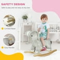 thumbnail image 4 of Qaba Rocking Horse, Kids Rocking Animal, Elephant Rocker with Realistic Sounds, Plush Ride on Toy for Years 2-4, Gray, 4 of 9