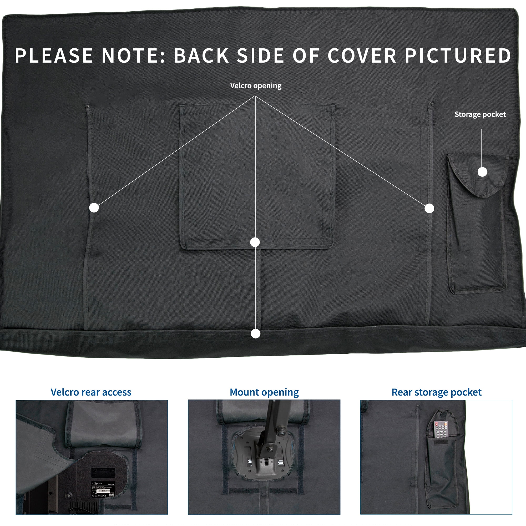 Black Screen Cover for 40" to 43" TV, Outdoor Waterproof Weather Resistant