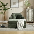 thumbnail image 3 of FFZ Corduroy Upholstered Chaise Lounge Sofa with Detachable Cushions for Office, Green, 3 of 13