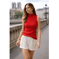 thumbnail image 2 of Socal Look Women's Sleeveless Turtleneck Sweater Top in Stretchable Viscose Blend Bright Red, M, 2 of 6