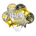 thumbnail image 1 of Juego de globos de aluminio con forma de feliz cumpleaños, 8 unidades, negro y dorado, 45 cm, 1 of 6