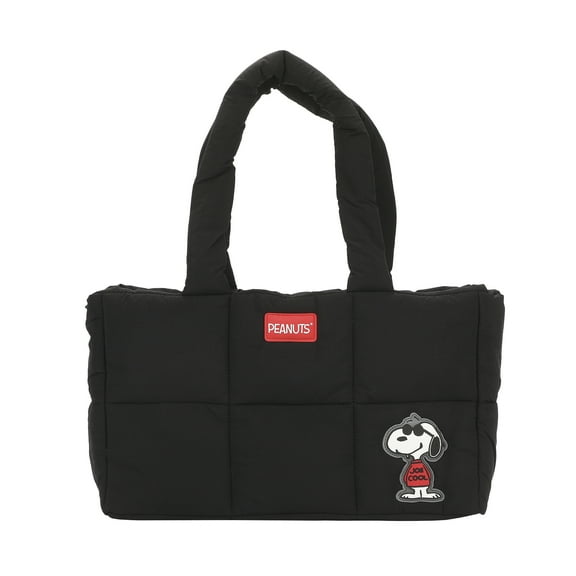 Peanuts Quilted Puffer Tote Bag with Rubber and PU Badge