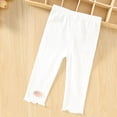 thumbnail image 2 of Nilvkv Leggings for Toddler Girls, Girls Pants, Candy Applique Ribbed Capri Pants with Elastic Waist and Scalloped Hem, perfect for Summer Fun White 18-24 Months, 2 of 9