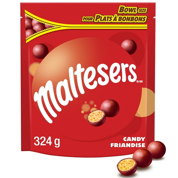 MALTESERS, Milk Chocolate Candy Bites, Bowl Size Bag, 324g, 1 bag, 324g