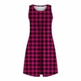 thumbnail image 5 of Fmbrln Summer Dress for Women Crew Neck Sleeveless Pleated Plaid Print Sundress Holiday Beach Dress with Pockets, 5 of 7