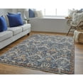 thumbnail image 2 of 5' X 8' Blue Orange And Ivory Floral Power Loom Area Rug With Fringe, 2 of 8