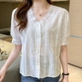 thumbnail image 4 of Women's Short Sleeve V Neck Tops Shirts Blouses Crewneck Loose Fit Solid Color Soft Casual Work Office Vacation Outfits Fashion Essential Gift for Women | Sopatenor,White XL, 4 of 6