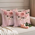thumbnail image 2 of Pink Roses Romantic Outdoor Waterproof Pillow Covers, Watercolor Botanical Floral Decorative Square Throw Pillowcase Sofa Cushion Sham for Patio/Couch/Chair, 18"x18" 2 Pack, 2 of 8