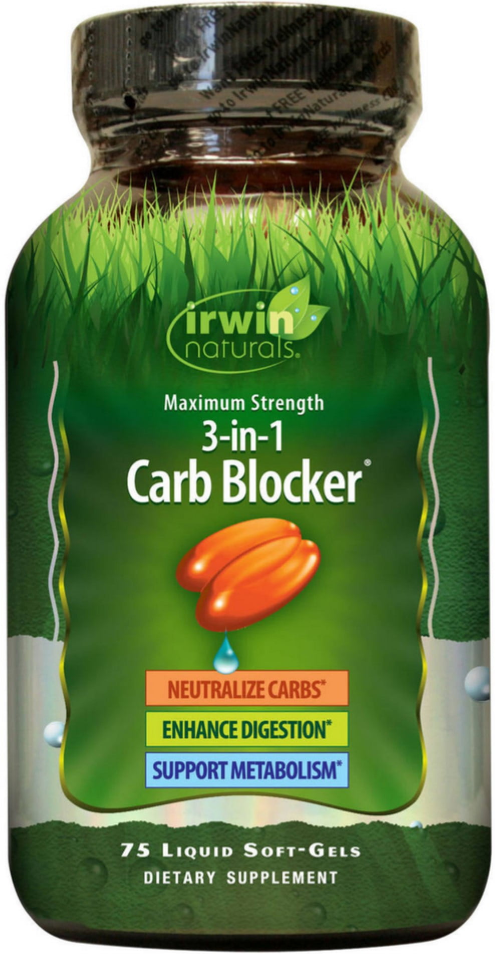 2 Pack Irwin Naturals Max Strength Phase II Carb Blocker Softgels 75 ea