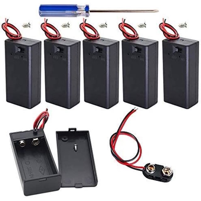6 portapilas con interruptor de encendido/apagado y cable, 9 V, carcasa cerrada, compartimento para pilas, portapilas, caja de almacenamiento, 6 portapilas de 9 V para juguetes eléctricos Arduino Kuyhfg Bienvenido a Kuyhfg
