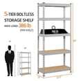 thumbnail image 3 of TYUIOP 3 PCS 5-Tier Utility Shelves, Metal Storage Shelves Garage Shelving Unit Adjustable Garage Storage Shelves Storage Racks Heavy Duty Shed Shelving - Light Gray, 27.5 x 12 x 60 Inch, 3 of 5