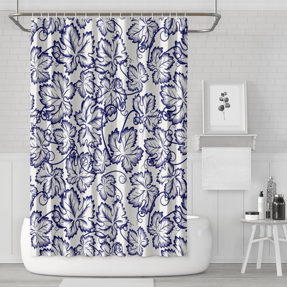 Waterproof Pattern with Grapes Leaves Shower Curtain 72x72 Inch Boho Style Polyester Unique Shower Curtain for Bathroom Hotel Home Decor with 12 Plastic Hooks