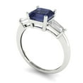 thumbnail image 2 of Three-Stone Engagement Ring for Women - 1.62ct Simulated Blue Sapphire in 14K White Gold Promise Ring, 2 of 6