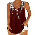 thumbnail image 2 of Women's Plus Size Tank Tops Loose Fit Floral Print Sleeveless Tanks V Neck Summer Casual Flowy Blouses Tees (XL, Wine), 2 of 6