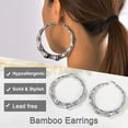 thumbnail image 5 of U7 Bamboo Earrings for Women Hollow Large Hoops Earring Stainless Steel Fashion Jewelry Gifts for Birthday, 80mm diameter, 5 of 8