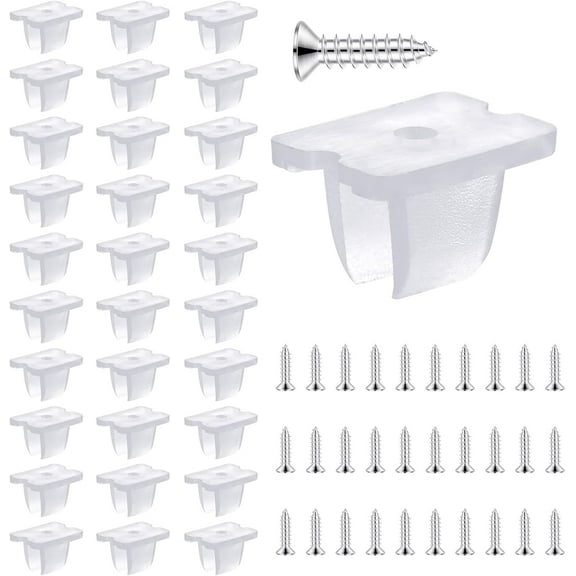 30-PackWaterproof LED Strip Mounting Clips Holder Mounting Bracket Neon Mounting Clips Fixing Clamps Holder with 30 Screws for 5mm to 6mm LED Strip Lighting, Translucent