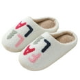 thumbnail image 6 of PacificPlex Womens Smiley Fuzzy Preppy Smile Slippers Retro Plush (8-8.5, Fa La La), 6 of 8