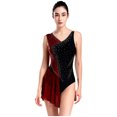 thumbnail image 1 of RUNQHUI Robe de Patinage Artistique Femmes Strass Scintillants Justaucorps de Danse Ballet pour Compétition Bourgogne TG, 1 of 7