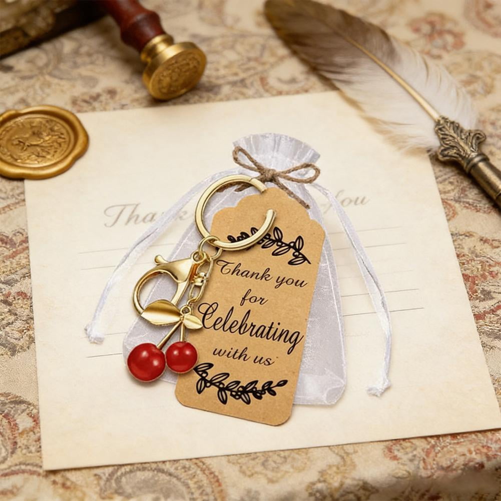 20pcs Red Rose Keychain Party Favors Set, Rose Keyring Gifts Flower Key Ring with Kraft Tags Organza Bag for Valentine's Day Wedding Bridal Guests Souvenir Birthday Baby Shower