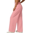 thumbnail image 7 of Miluxas Girl's Wide Leg Pants Elastic Waist Summer Boho Palazzo Pants Beach Vacation Casual Trousers Pink 13-14Years, 7 of 7